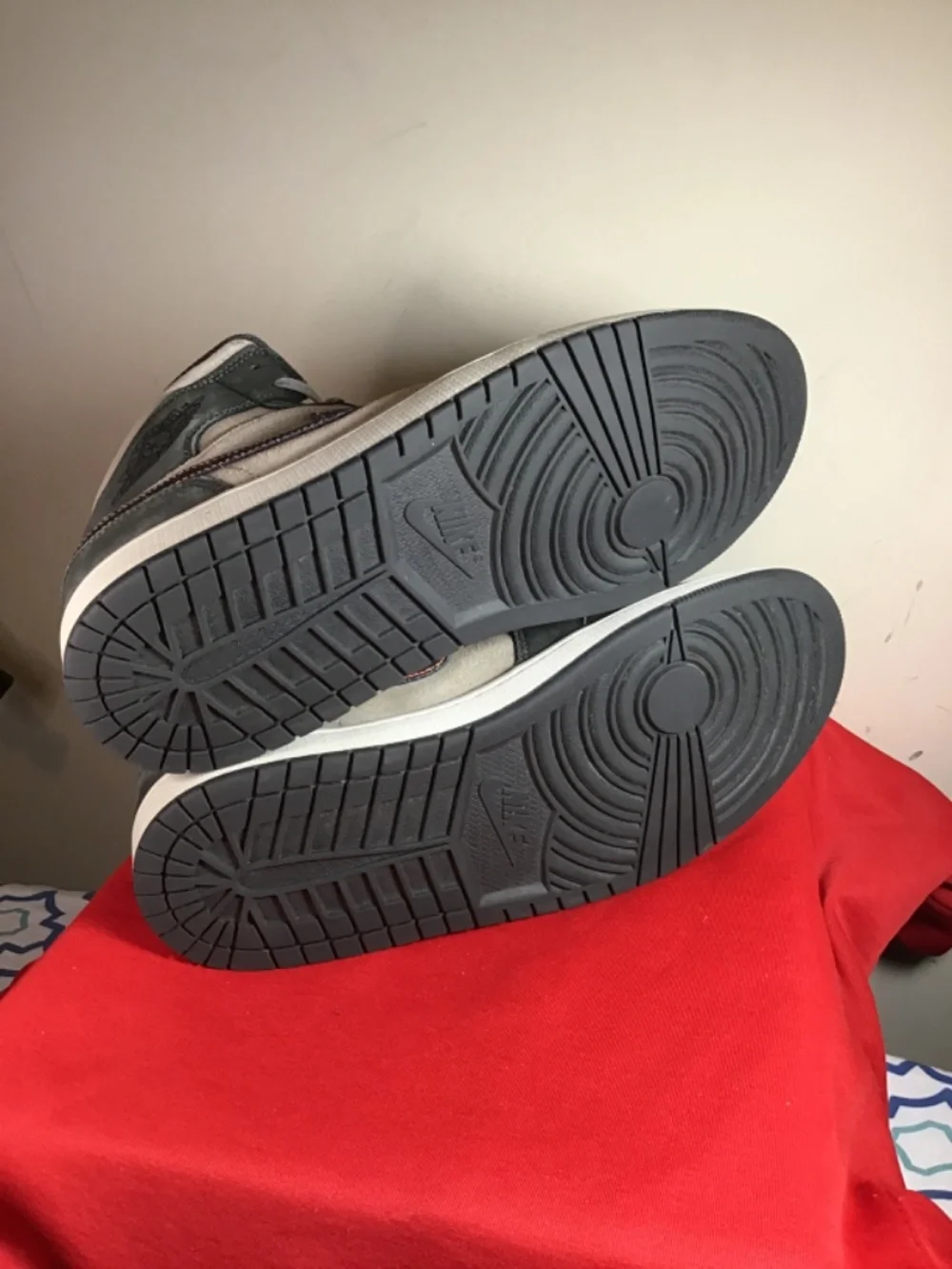 Jordan High Top Sneakers Gray with Orange Accents